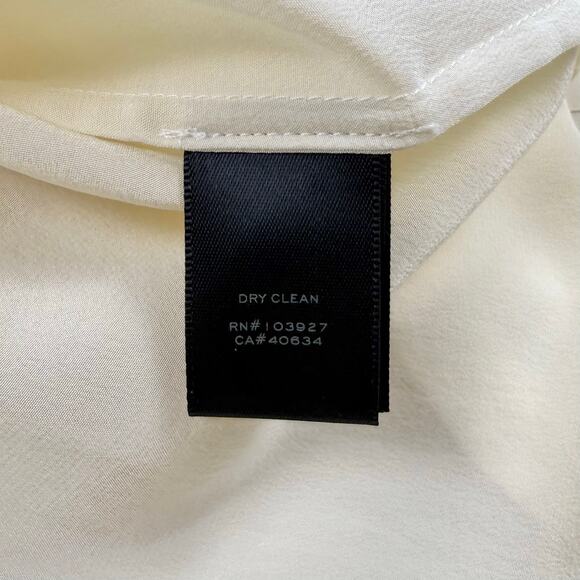 March Jacobs Women's Pintuck Pleat Silk Button Down Shirt Size 4 Cream Off White - Picture 10 of 12